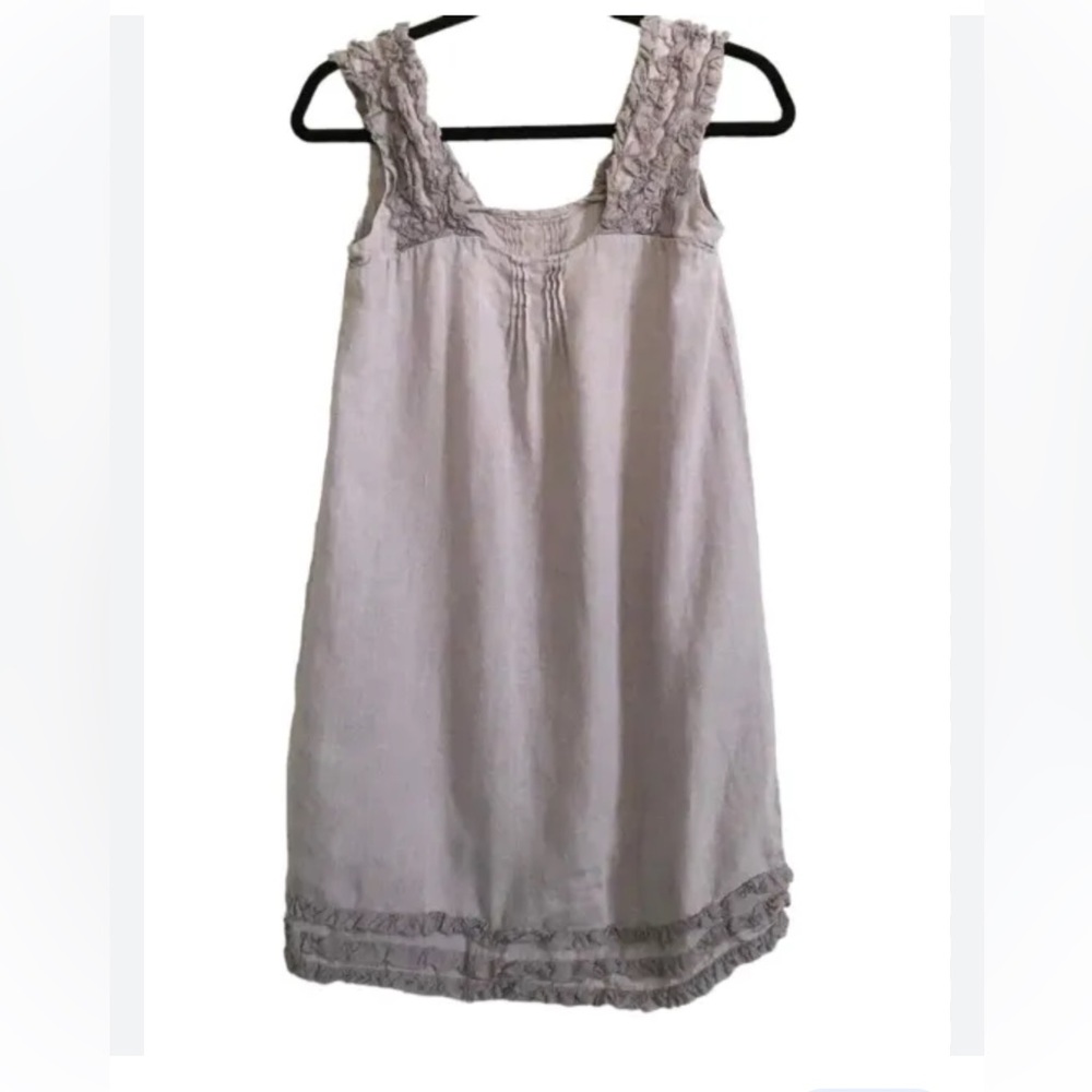 Zara lavendar linen ruffle dress